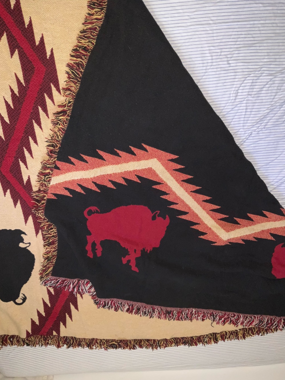vintage throw blanket woven buffalo